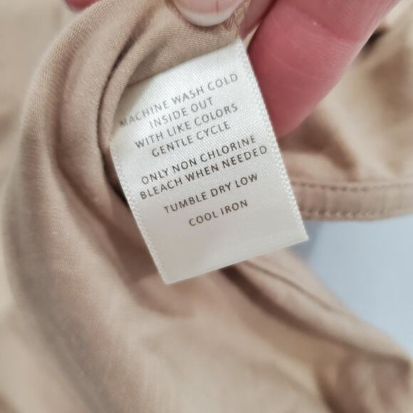 Cuyana Dress Womens Large Beige Tank Maxi Sleeveless Side Slit Pima Modal Knit - Picture 9 of 10